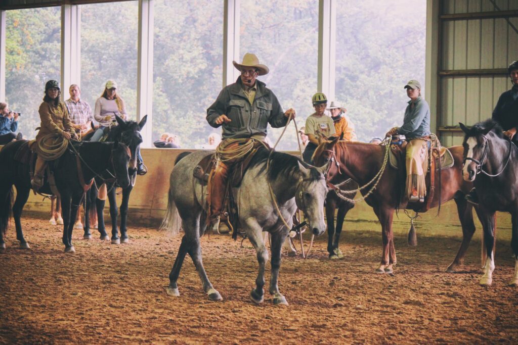 Buck Brannaman on horseback